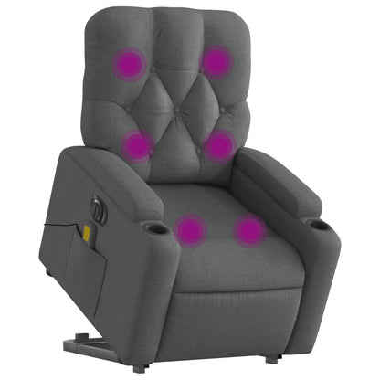 Poltrona Alzapersona Massaggi Elettrica Grigio Scuro Tessuto - homemem39