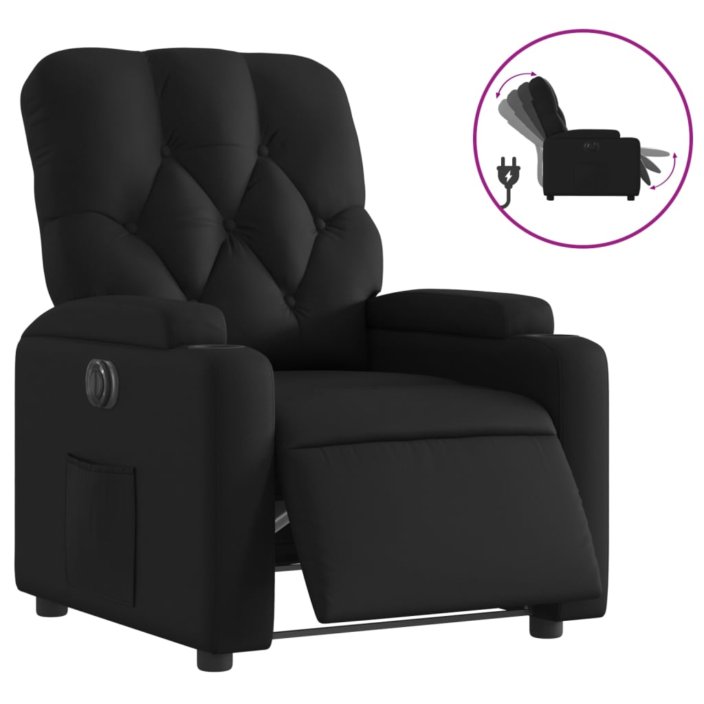 Poltrona Reclinabile Elettrica Nera in Similpelle | homemem39