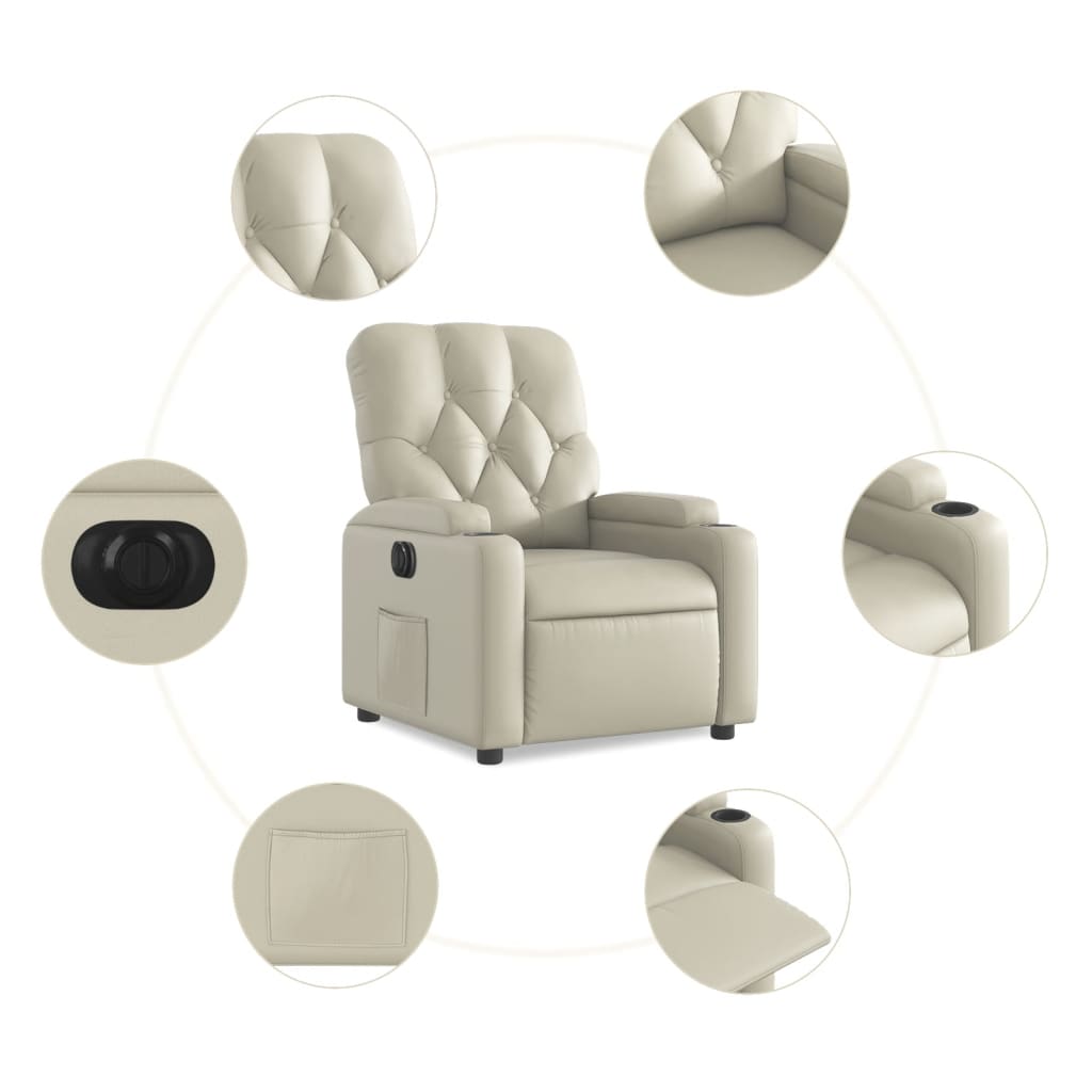 Poltrona Reclinabile Elettrica Crema in Similpelle | homemem39