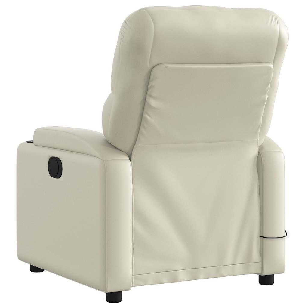 Poltrona Massaggiante Elettrica Reclinabile Crema Similpelle | homemem39