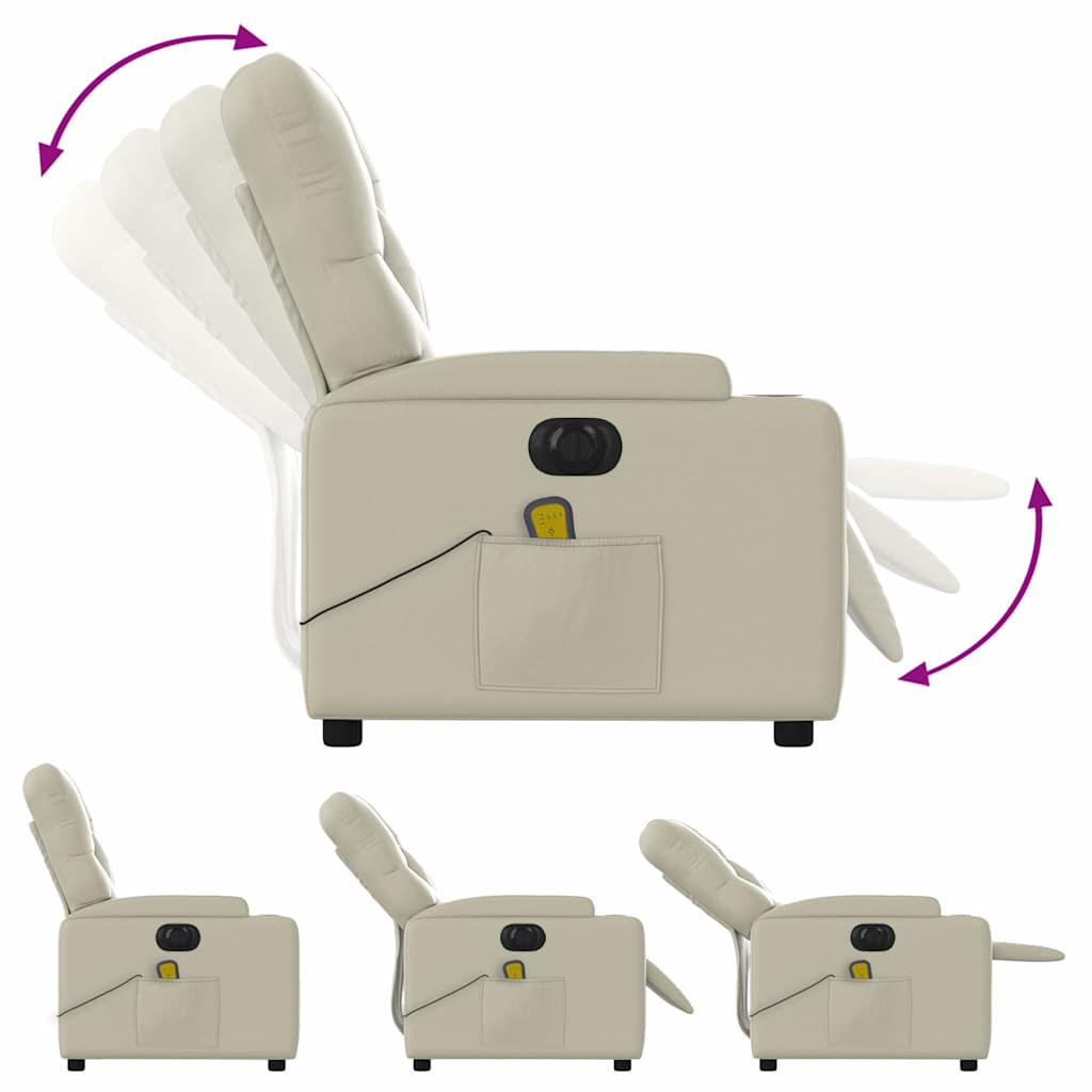 Poltrona Massaggiante Elettrica Reclinabile Crema Similpelle | homemem39