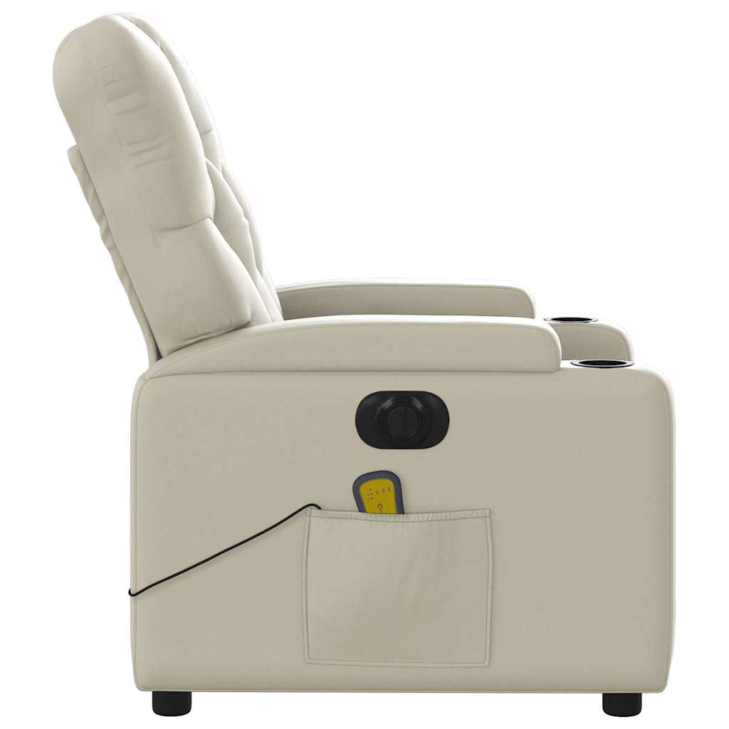 Poltrona Massaggiante Elettrica Reclinabile Crema Similpelle | homemem39