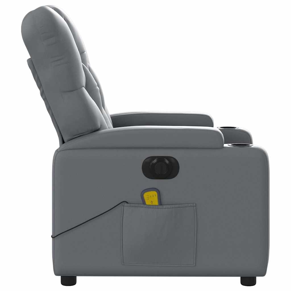 Poltrona Massaggiante Elettrica Reclinabile Grigio Similpelle | homemem39