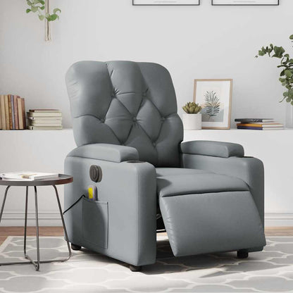 Poltrona Massaggiante Elettrica Reclinabile Grigio Similpelle | homemem39
