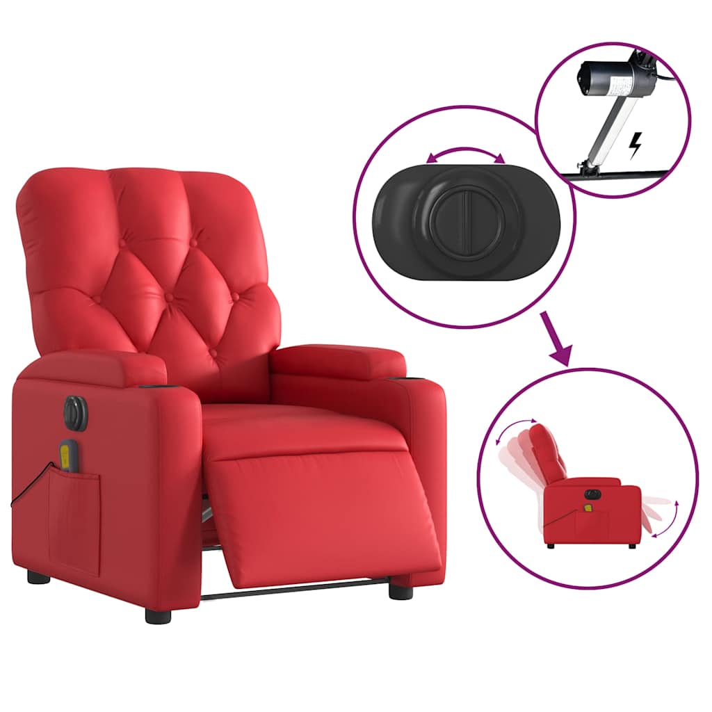 Poltrona Massaggio Elettrica Reclinabile Rosso Similpelle | homemem39