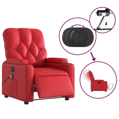 Poltrona Massaggio Elettrica Reclinabile Rosso Similpelle | homemem39