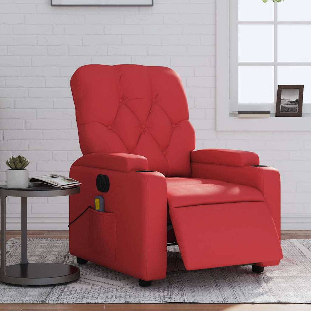 Poltrona Massaggio Elettrica Reclinabile Rosso Similpelle | homemem39