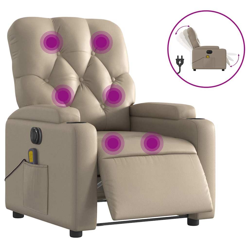 Poltrona Reclinabile Massaggio Elettrica Cappuccino Similpelle | homemem39