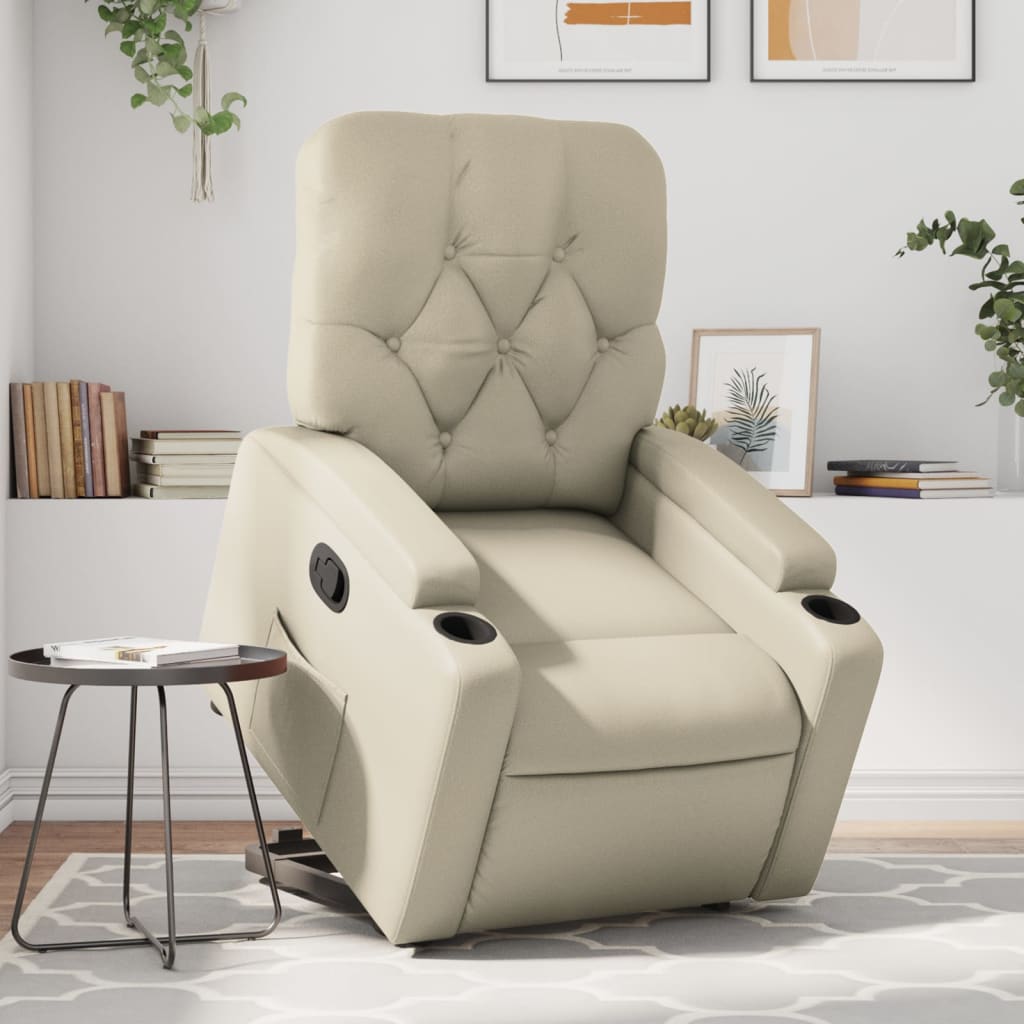 Poltrona Alzapersona Reclinabile Crema in Similpelle | homemem39