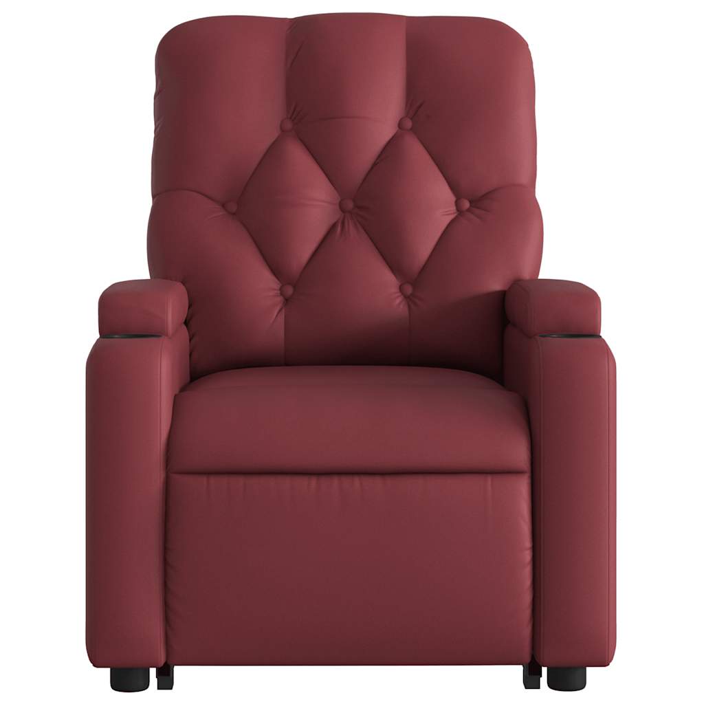 Poltrona Alzapersone Massaggi Reclinabile Rosso Vino Similpelle | homemem39