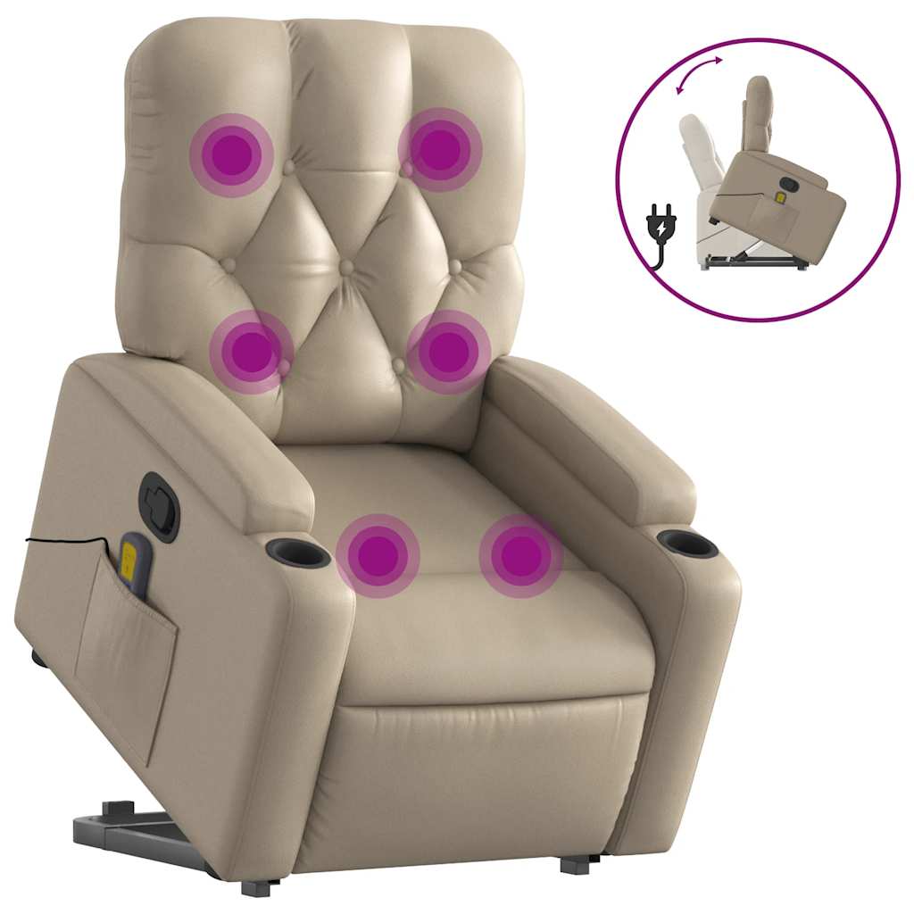 Poltrona Alzapersone Massaggi Reclinabile Cappuccino Similpelle | homemem39