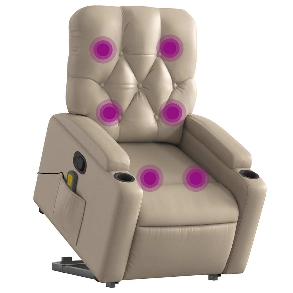 Poltrona Alzapersone Massaggi Reclinabile Cappuccino Similpelle | homemem39