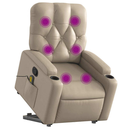 Poltrona Alzapersone Massaggi Reclinabile Cappuccino Similpelle | homemem39