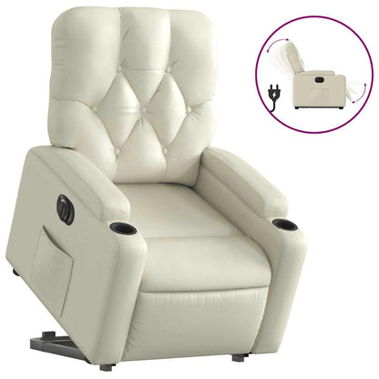 Poltrona Alzapersona Reclinabile Crema in Similpelle | homemem39