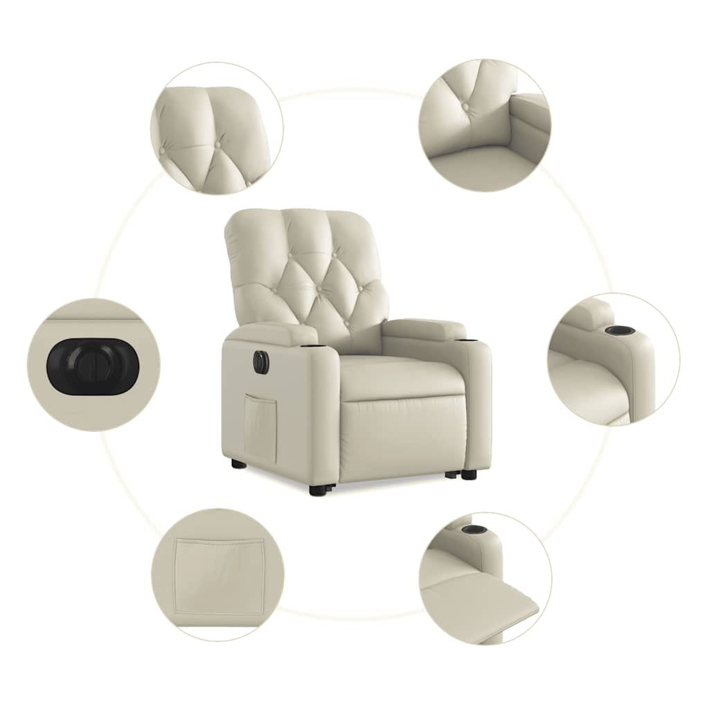 Poltrona Alzapersona Reclinabile Crema in Similpelle | homemem39