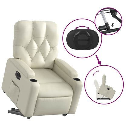 Poltrona Alzapersona Reclinabile Crema in Similpelle | homemem39