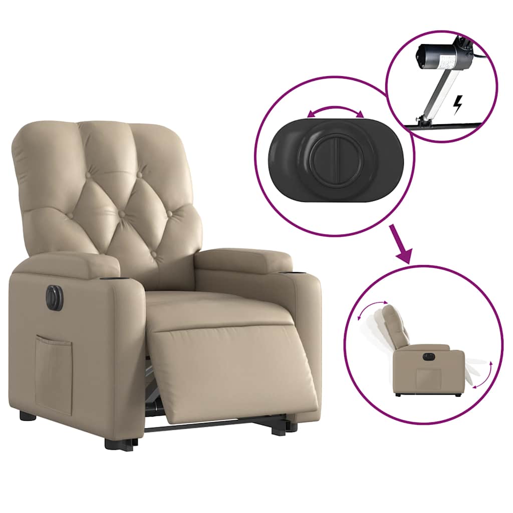 Poltrona Alzapersona Reclinante Elettrica Cappuccino Similpelle | homemem39