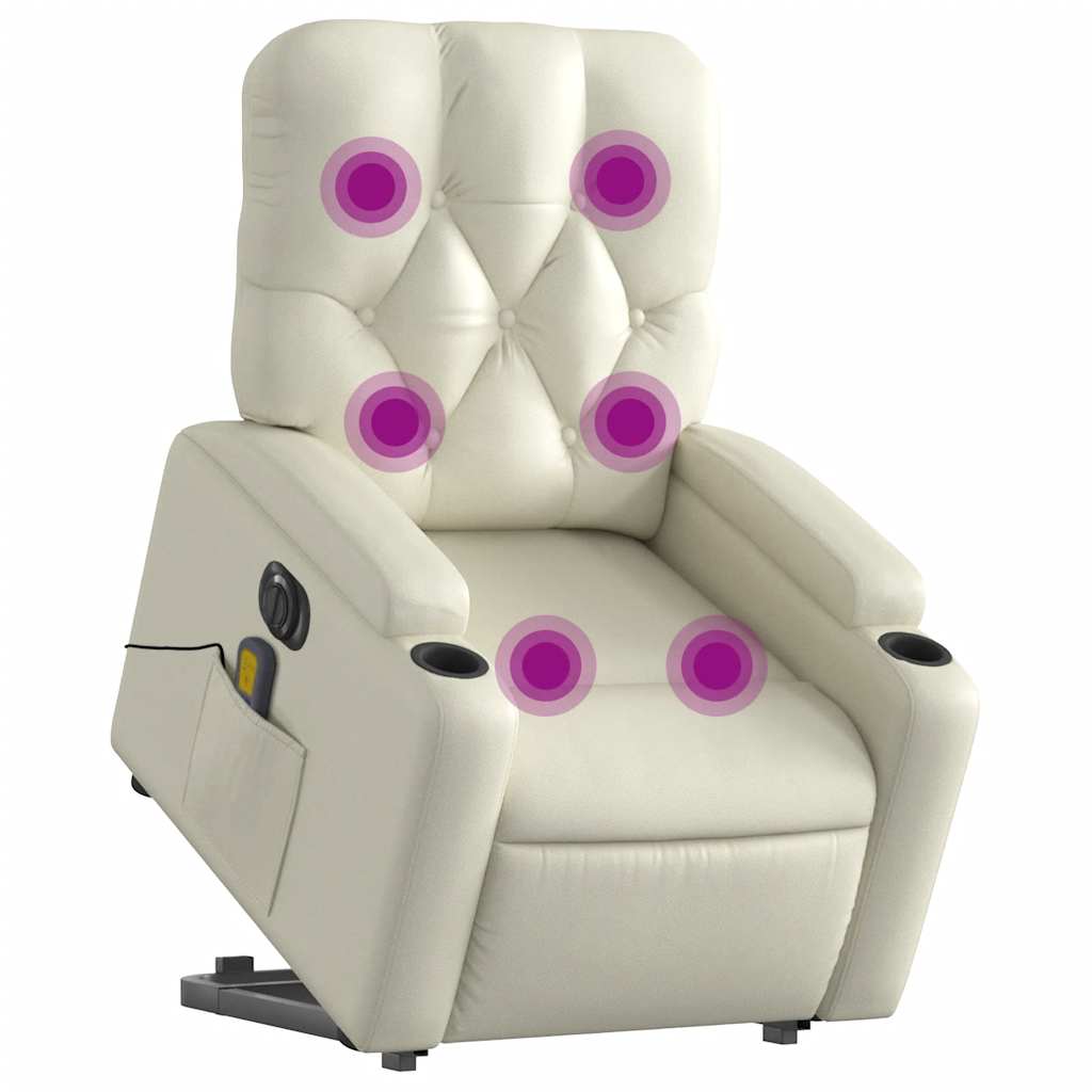 Poltrona Alzapersona Elettrica Reclinabile Crema in Similpelle | homemem39