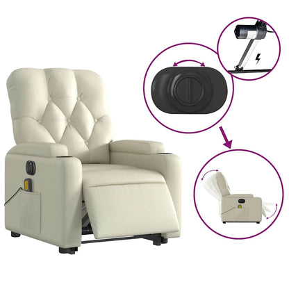 Poltrona Alzapersona Elettrica Reclinabile Crema in Similpelle | homemem39