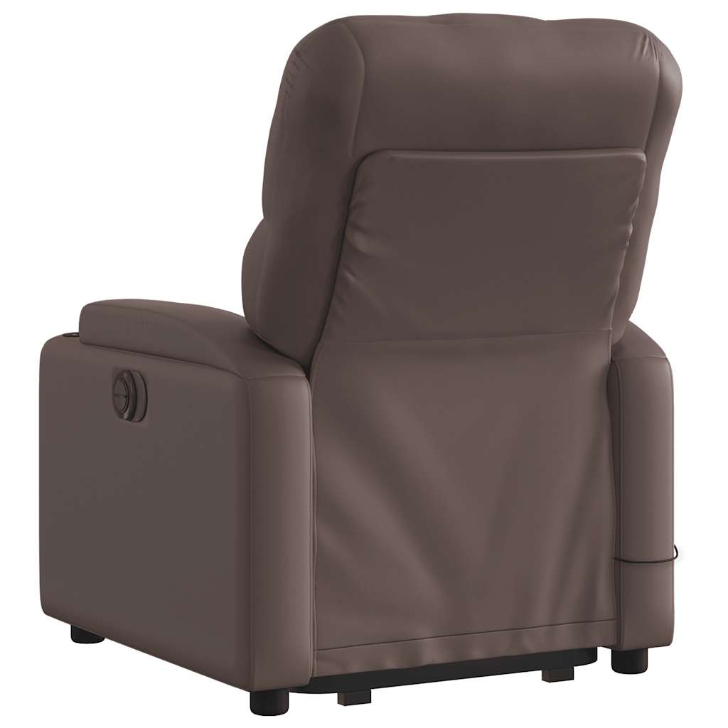 Poltrona Alzapersona Elettrica Reclinabile Marrone Similpelle
