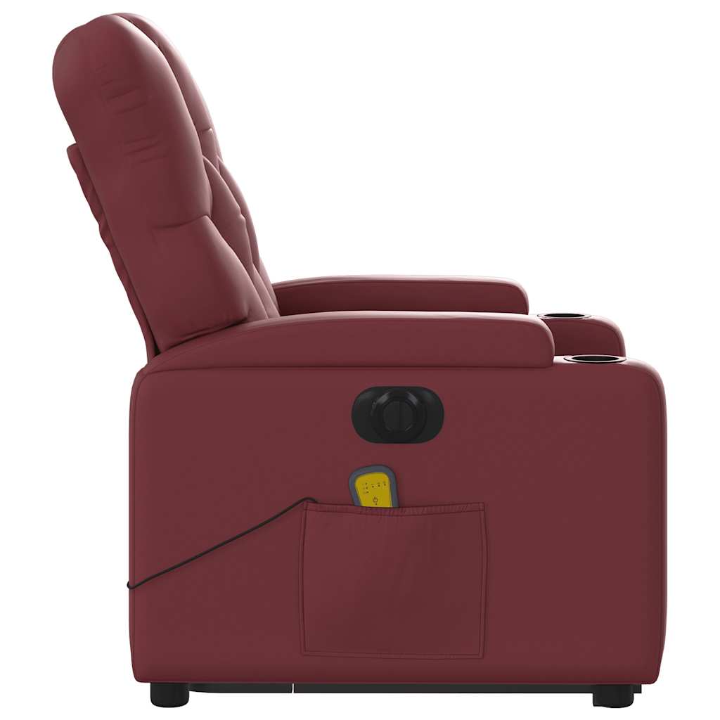 Poltrona Alzapersona Reclinabile Rosso Vino in Similpelle | homemem39