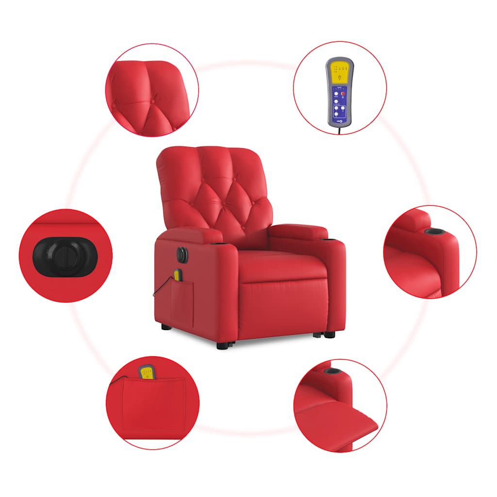 Poltrona Alzapersona Reclinabile Elettrica Rossa in Similpelle | homemem39