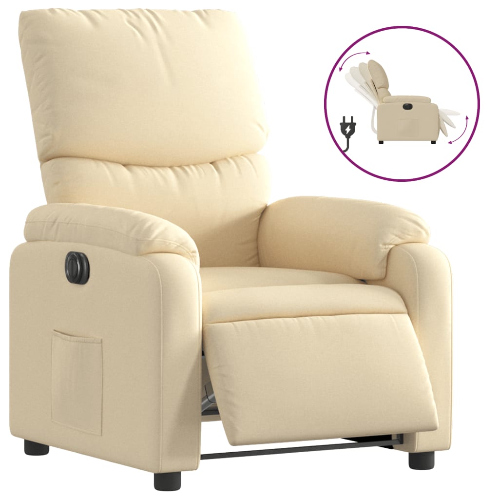 Poltrona Elettrica Reclinabile Crema in Tessuto | homemem39