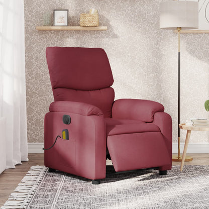 Poltrona Massaggiante Reclinabile Elettrica Rosso Vino Tessuto | homemem39