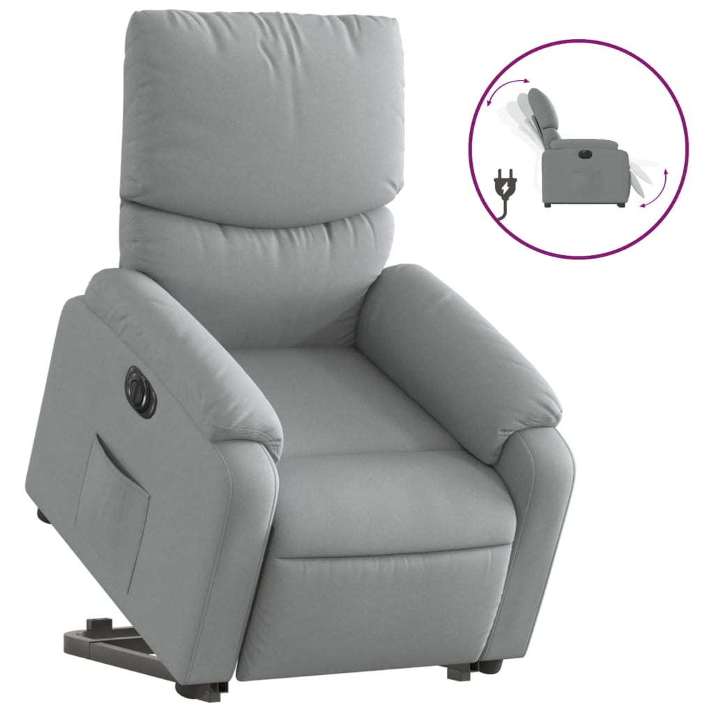 Poltrona Reclinante Alzapersona Elettrica Grigio Chiaro Tessuto - homemem39