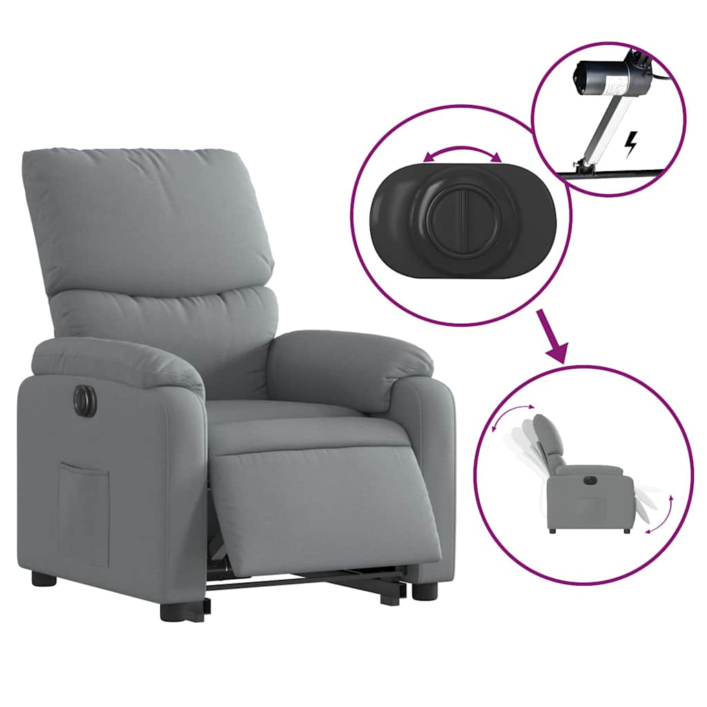 Poltrona Reclinante Alzapersona Elettrica Grigio Chiaro Tessuto | homemem39