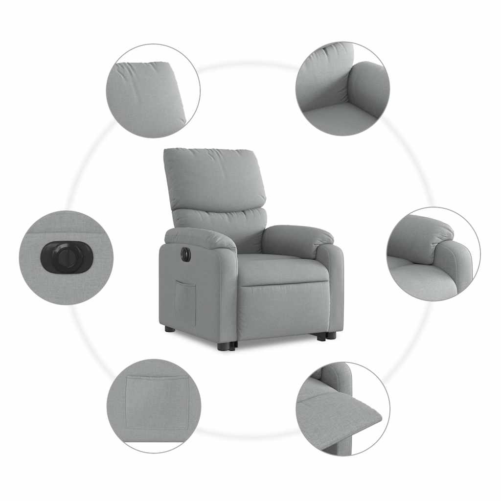 Poltrona Reclinante Alzapersona Elettrica Grigio Chiaro Tessuto | homemem39