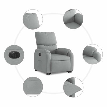 Poltrona Reclinante Alzapersona Elettrica Grigio Chiaro Tessuto | homemem39