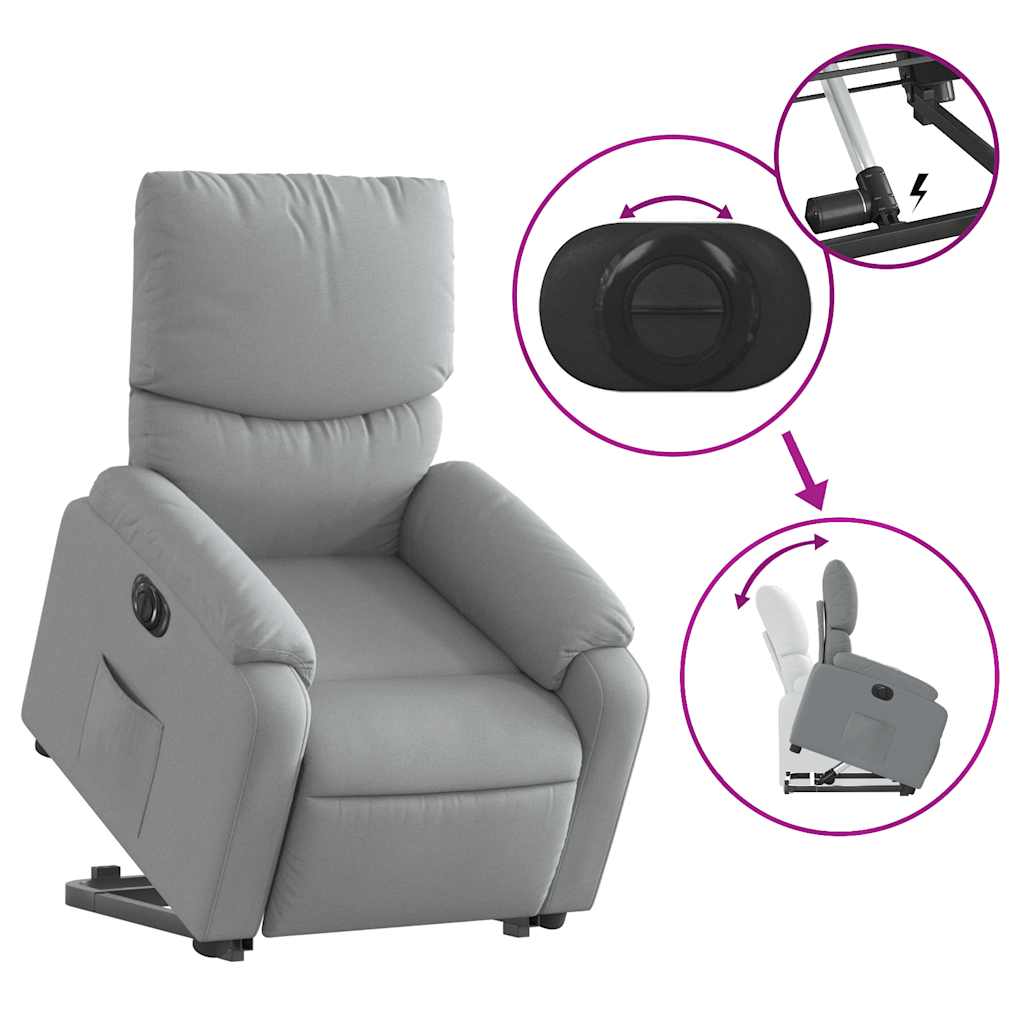 Poltrona Reclinante Alzapersona Elettrica Grigio Chiaro Tessuto | homemem39