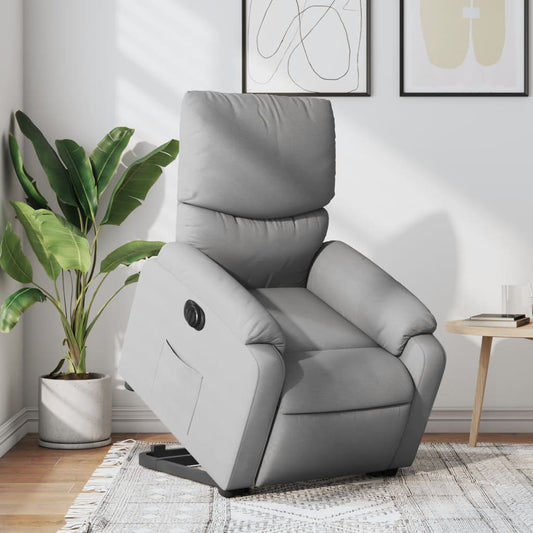 Poltrona Reclinante Alzapersona Elettrica Grigio Chiaro Tessuto - homemem39