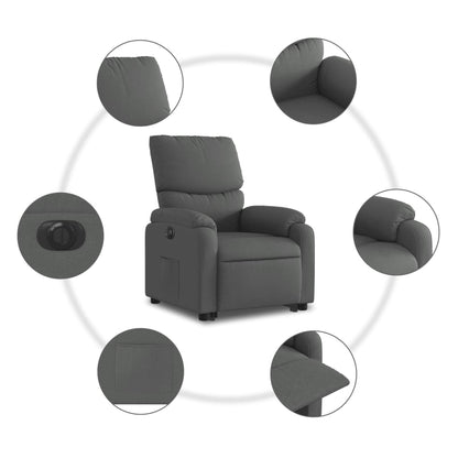 Poltrona Alzapersona Reclinabile Elettrica Grigio Scuro Tessuto | homemem39