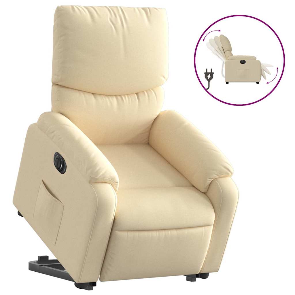 Poltrona Alzapersona Reclinabile Elettrica Crema in Tessuto | homemem39