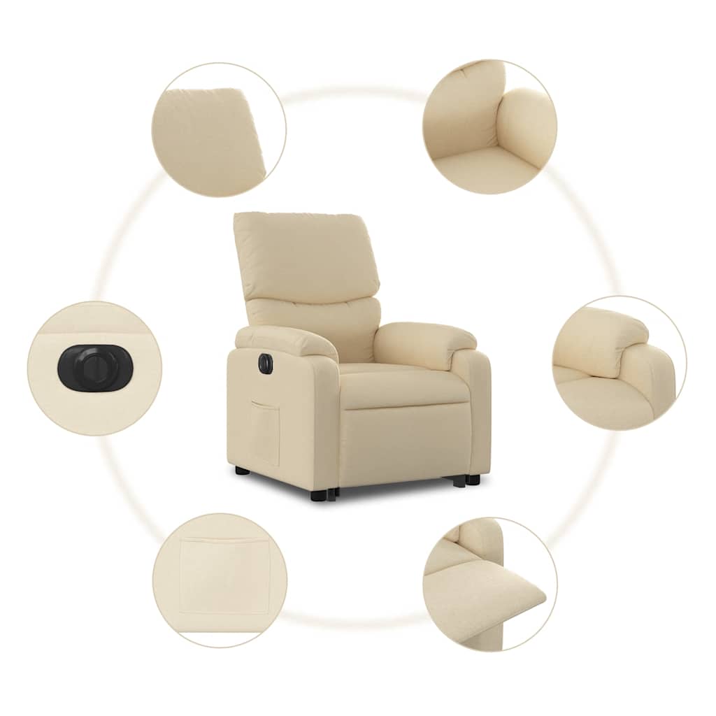 Poltrona Alzapersona Reclinabile Elettrica Crema in Tessuto | homemem39