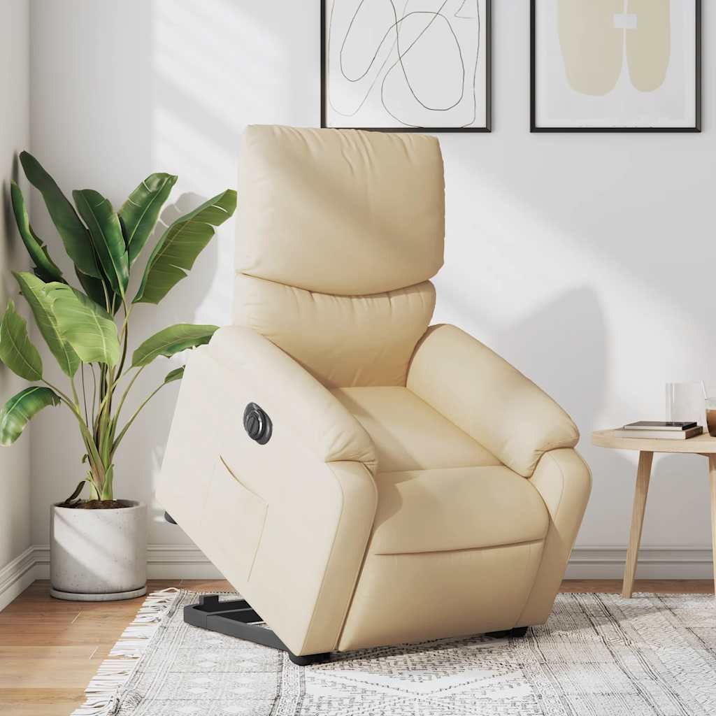 Poltrona Alzapersona Reclinabile Elettrica Crema in Tessuto | homemem39