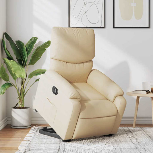 Poltrona Alzapersona Reclinabile Elettrica Crema in Tessuto | homemem39