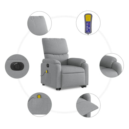 Poltrona Alzapersona Massaggi Elettrica Grigio Chiaro Tessuto - homemem39