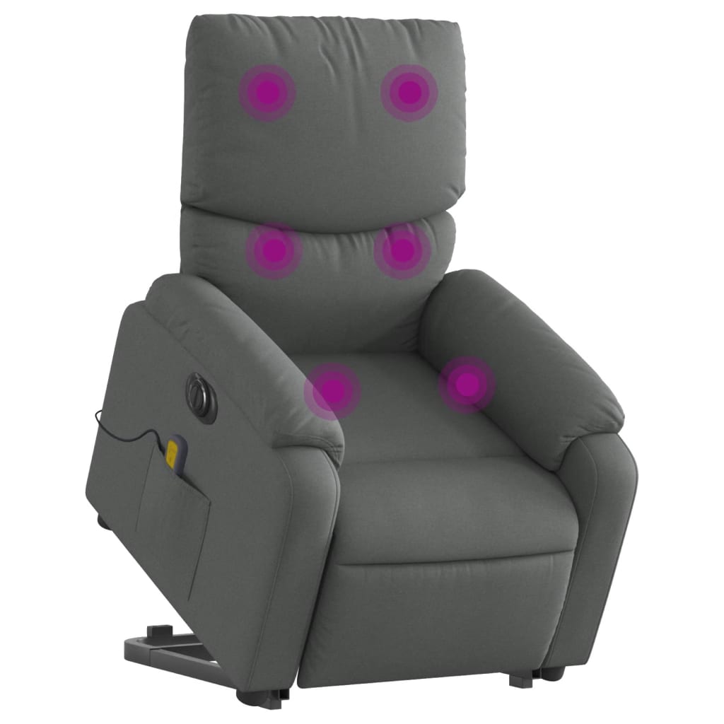 Poltrona Alzapersona Massaggi Elettrica Grigio Scuro Tessuto - homemem39