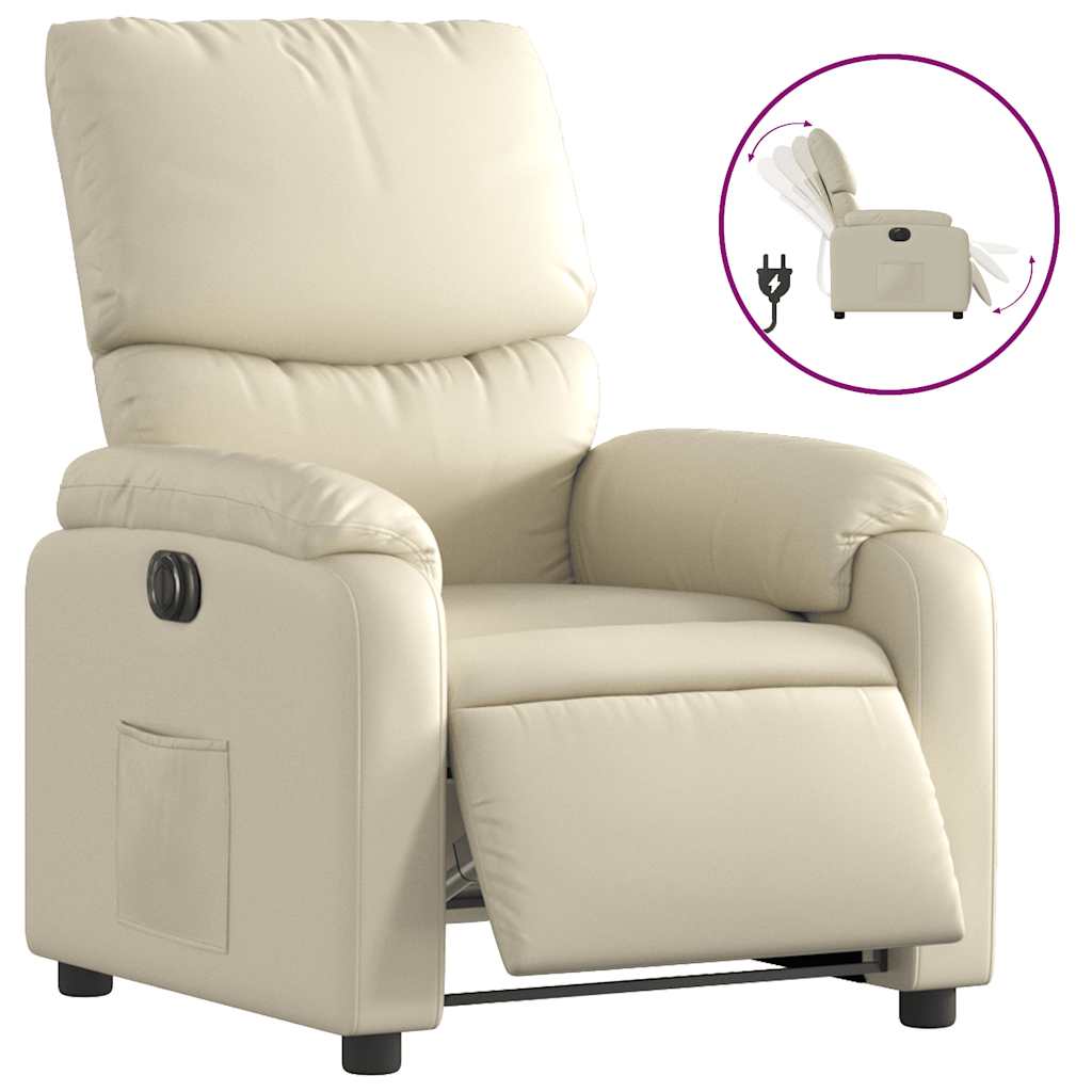 Poltrona Reclinabile Elettrica Crema in Similpelle | homemem39