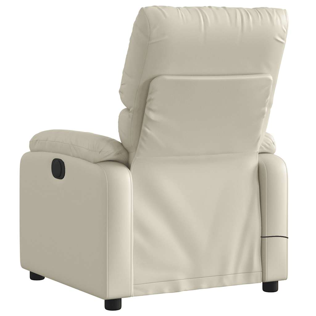 Poltrona Massaggiante Elettrica Reclinabile Crema Similpelle | homemem39