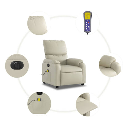 Poltrona Massaggiante Elettrica Reclinabile Crema Similpelle | homemem39