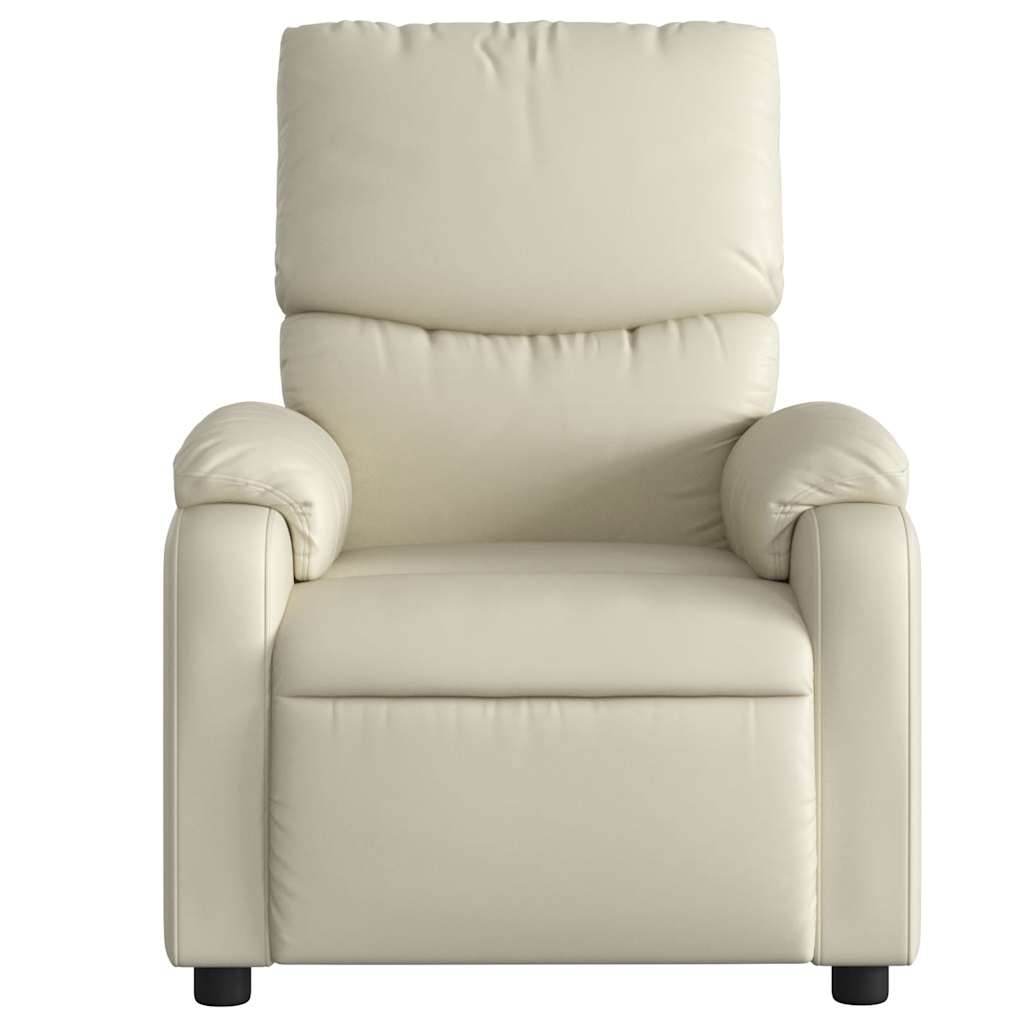 Poltrona Massaggiante Elettrica Reclinabile Crema Similpelle - homemem39