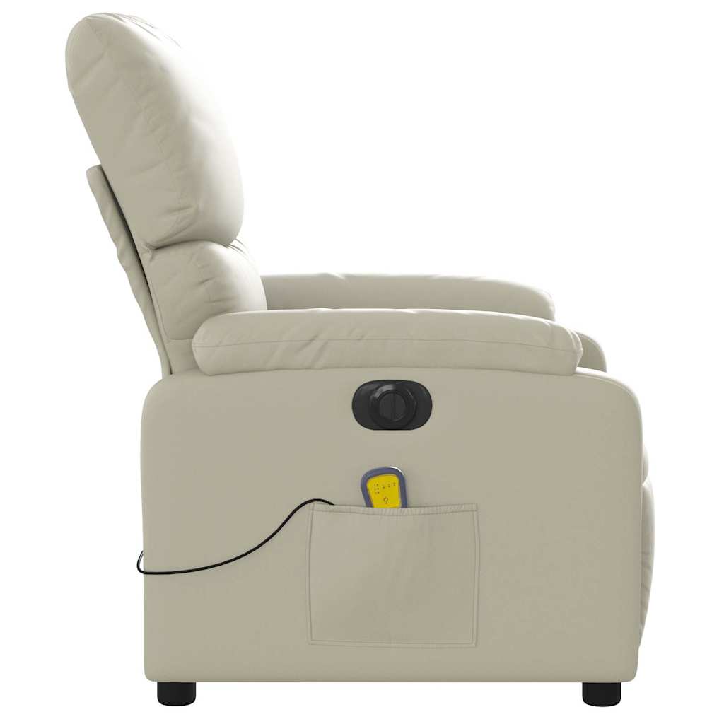 Poltrona Massaggiante Elettrica Reclinabile Crema Similpelle - homemem39