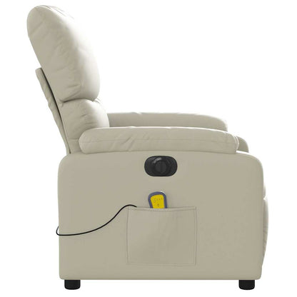 Poltrona Massaggiante Elettrica Reclinabile Crema Similpelle - homemem39