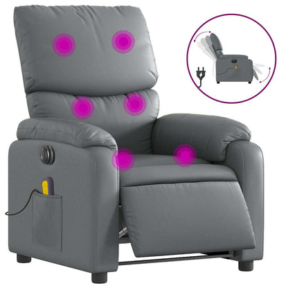 Poltrona Massaggiante Elettrica Reclinabile Grigio Similpelle | homemem39