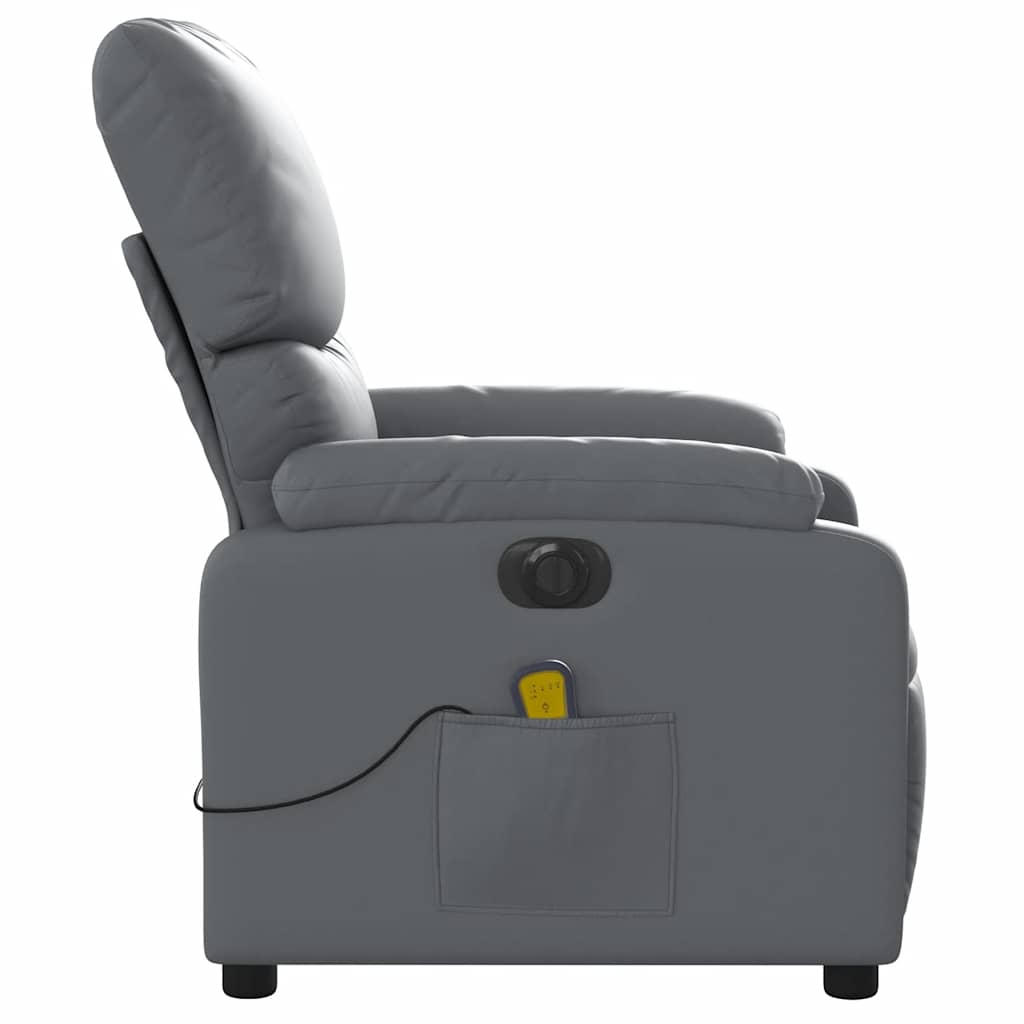 Poltrona Massaggiante Elettrica Reclinabile Grigio Similpelle - homemem39