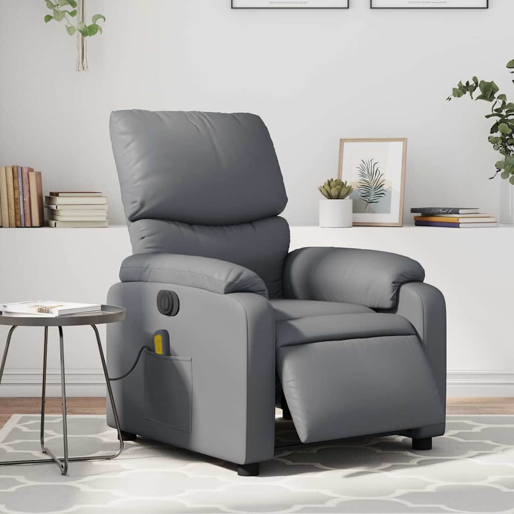 Poltrona Massaggiante Elettrica Reclinabile Grigio Similpelle | homemem39